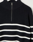No Issue Stripe Neck Jim Jumper, Navy product photo View 02 S