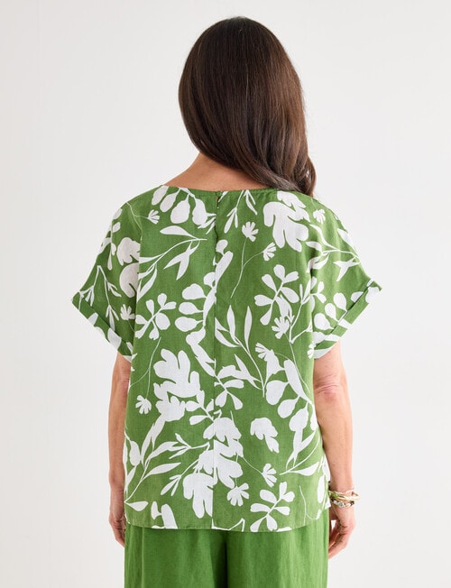 Ella J Linen Top, Basil product photo View 02 L