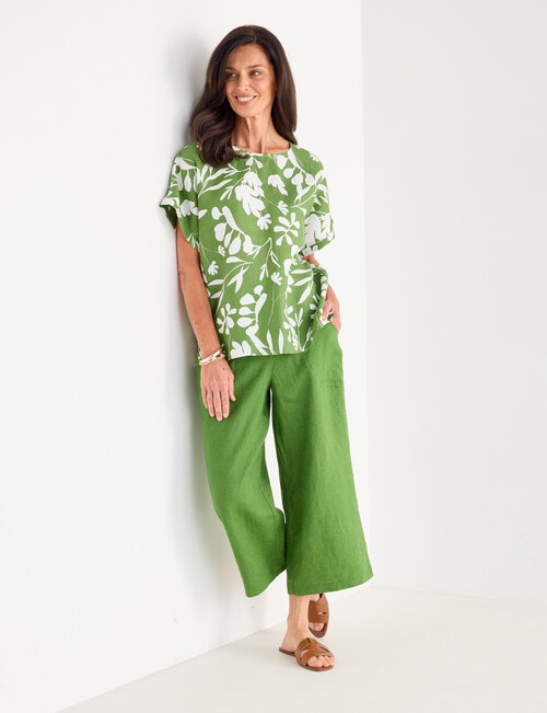 Ella J Linen Top, Basil product photo View 03 L