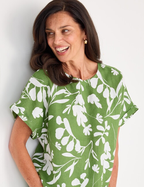 Ella J Linen Top, Basil product photo View 04 L