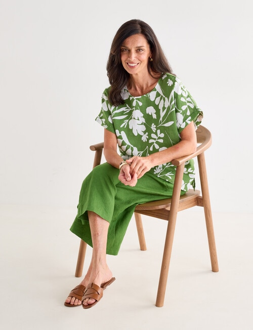 Ella J Linen Top, Basil product photo View 05 L