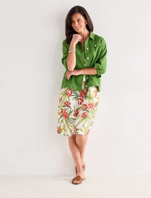 Ella J Linen Jacket, Basil product photo View 03 L