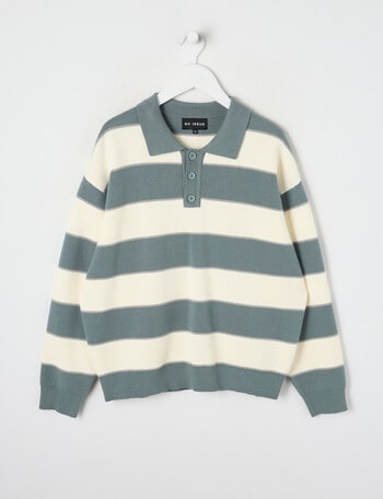 No Issue Stripe Polo Jumper, Sage product photo