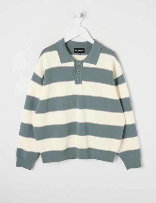 No Issue Stripe Polo Jumper, Sage product photo
