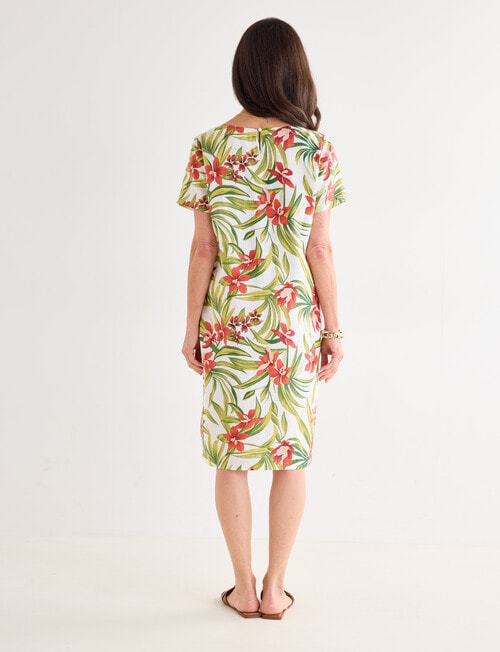 Ella J Linen V-Neck Dress, Tropical product photo View 02 L