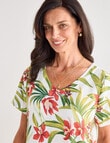 Ella J Linen V-Neck Dress, Tropical product photo View 04 S