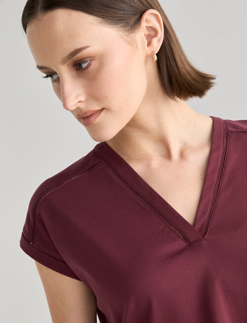 Jigsaw Gretel Lace Detail Top, Plum product photo