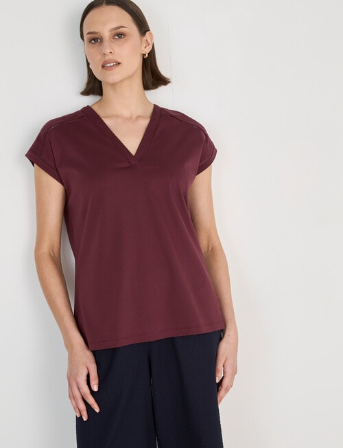 Jigsaw Gretel Lace Detail Top, Plum product photo View 05 L