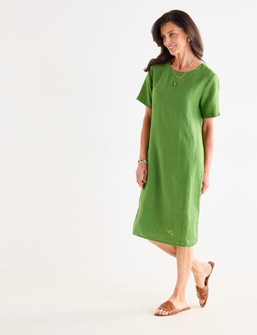 Ella J Linen Shift Dress, Basil product photo