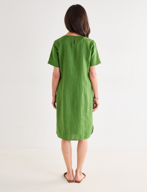 Ella J Linen Shift Dress, Basil product photo View 02 L