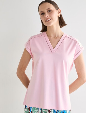 Jigsaw Gretel Lace Detail Top, Pink product photo