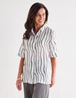 Ella J Short Sleeve Shirt, Sage Stripe product photo