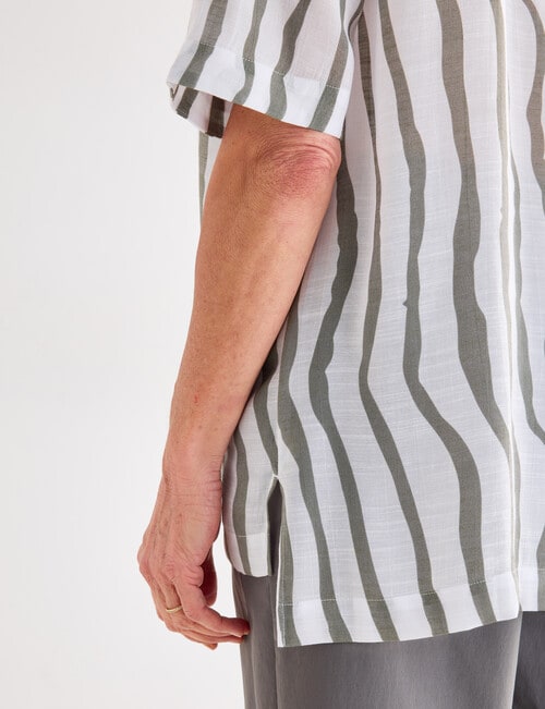 Ella J Short Sleeve Shirt, Sage Stripe product photo View 05 L