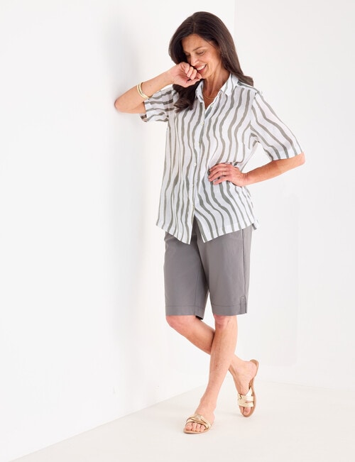 Ella J Short Sleeve Shirt, Sage Stripe product photo View 06 L