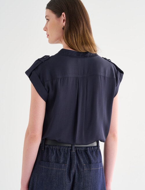 Jigsaw Jamie Tab Detail Shirt, Navy product photo View 02 L