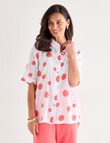 Ella J Short Sleeve Shirt, Coral Spot product photo