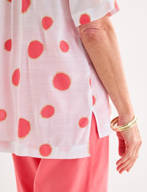 Ella J Short Sleeve Shirt, Coral Spot product photo View 05 L
