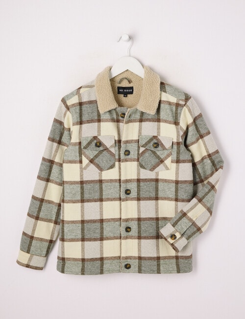 No Issue Shacket Sherpa Lined Jacket, Green product photo