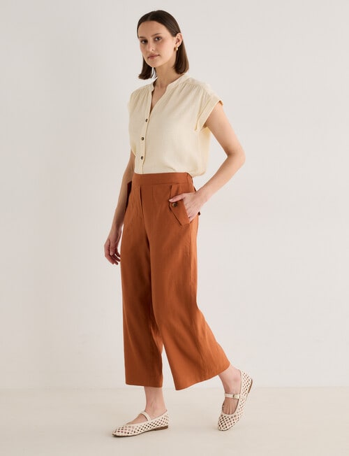 Jigsaw Romaine Linen Blend Crop Pants, Bronze product photo
