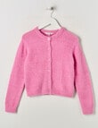 Mac & Ellie Fluffy Knit Cardigan, Candy Pink product photo