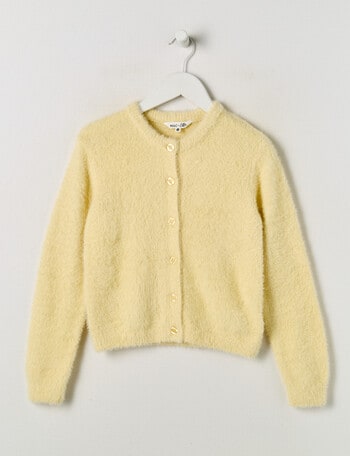 Mac & Ellie Fluffy Knit Cardigan, Butter product photo