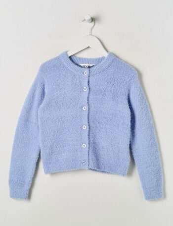 Mac & Ellie Fluffy Knit Cardigan, Periwinkle product photo