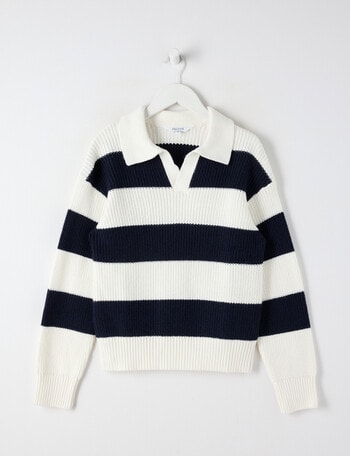 Switch Stripe Polo Jumper, Navy & Vanilla product photo