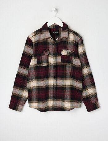 No Issue Check Long Sleeve Shirt, Burgundy product photo