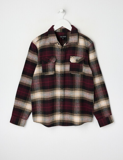 No Issue Check Long Sleeve Shirt, Burgundy product photo