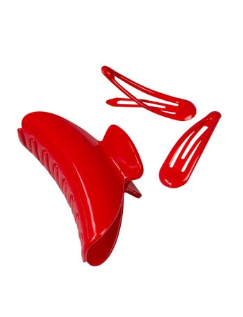 Mae Claw Grip And One Touch Clips, Red product photo