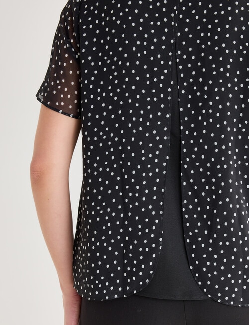 Oliver Black Polka Dot Double Layer Top, Black product photo View 05 L