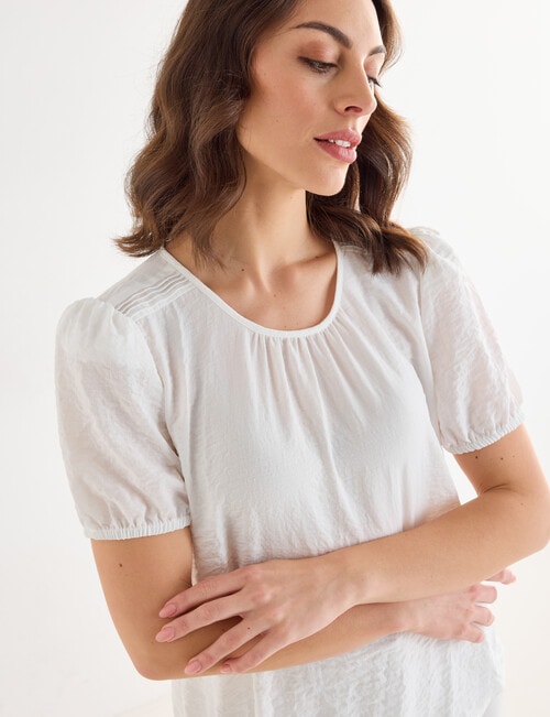 Oliver Black Short Sleeve Detail Top, Ivory product photo View 05 L