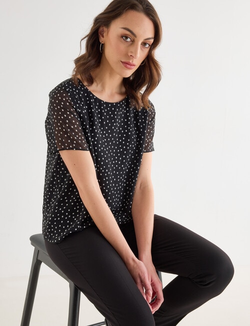 Oliver Black Polka Dot Double Layer Top, Black product photo