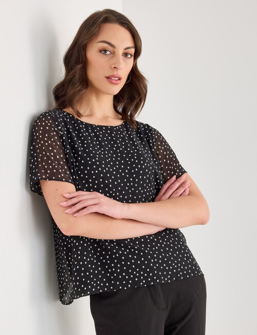 Oliver Black Polka Dot Double Layer Top, Black product photo View 06 L