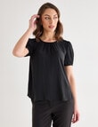 Oliver Black Short Sleeve Detail Top, Black product photo