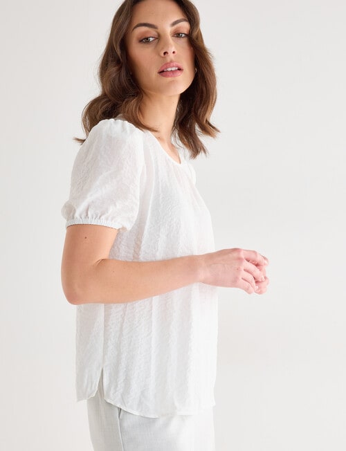 Oliver Black Short Sleeve Detail Top, Ivory product photo View 07 L
