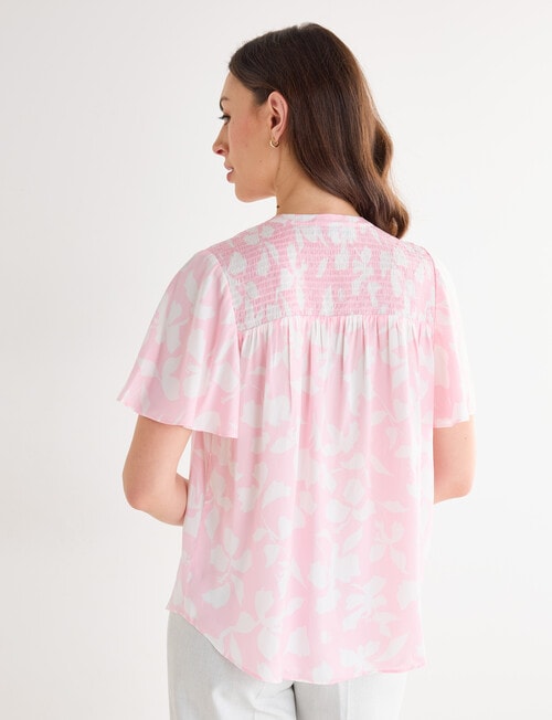 Oliver Black Flutter Sleeve Satin Top, Blossom & Ivory product photo View 02 L