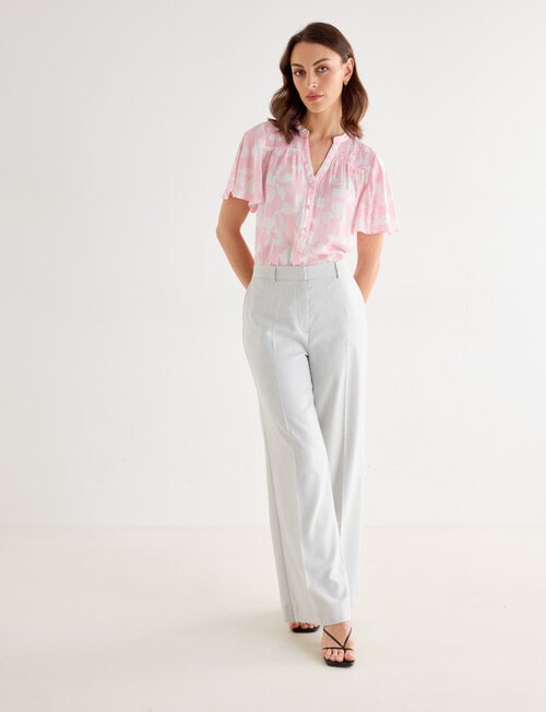 Oliver Black Flutter Sleeve Satin Top, Blossom & Ivory product photo View 03 L