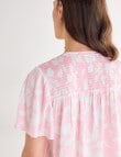 Oliver Black Flutter Sleeve Satin Top, Blossom & Ivory product photo View 05 S