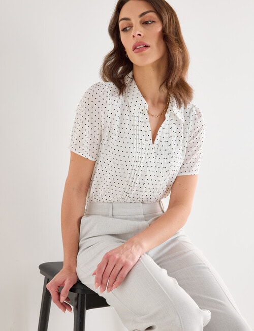 Oliver Black Pleated Shirt, Polka Dot product photo View 05 L