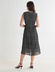 Oliver Black Pleated V-Neck Dress, Black Pebble Print product photo View 02 S