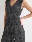 Oliver Black Pleated V-Neck Dress, Black Pebble Print product photo View 07 S