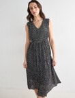 Oliver Black Pleated V-Neck Dress, Black Pebble Print product photo View 08 S