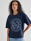 Denim Republic Embroidered Wreath Tee, Navy product photo