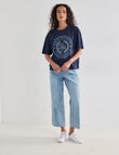 Denim Republic Embroidered Wreath Tee, Navy product photo View 03 S