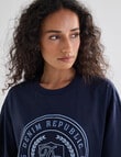 Denim Republic Embroidered Wreath Tee, Navy product photo View 04 S