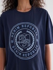 Denim Republic Embroidered Wreath Tee, Navy product photo View 05 S