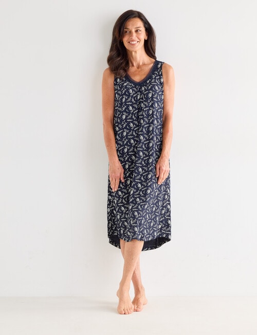 Ruby & Bloom Print Sleeveless V-Neck Nightie, Navy, 10-20 product photo View 03 L