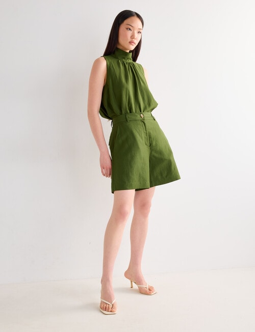 State of play Benedito Button Front Shorts, Green product photo View 03 L