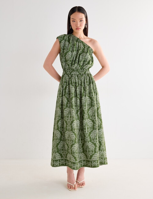 State of play Ipanema One Shoulder Maxi Dress, Palm Print product photo